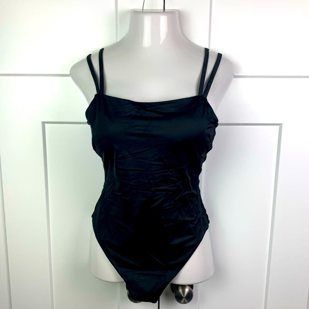 NWT Andie Swim XS Rockaway One Piece Swimsuit Black Double Strap Modest